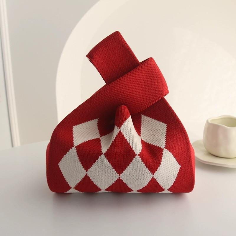 Square Rhombus Rhombus Stripe Geometric Knitted Gift Bag Handbag Handbag Handbag Tote Bag