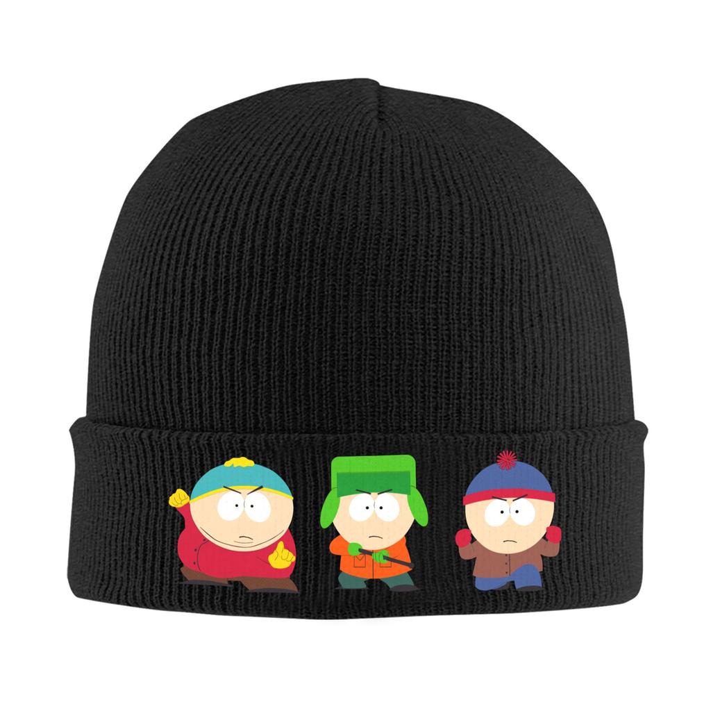 South-Parks Cartoon Knitted Caps for Women Men Skullies Beanies Winter Hats Acrylic Cartman Kyle Stan Crochet Caps