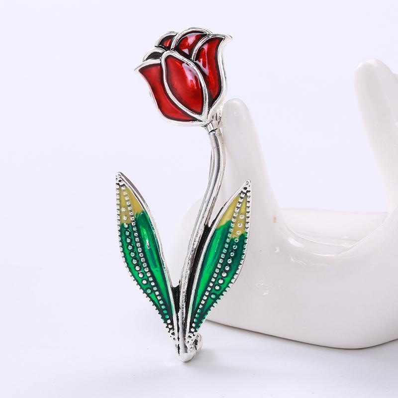 Fashion Enamel Rose Brooches for Women Unisex Pearl Plant Pins Event Party Luxury Gifts Backpack Decoration Clothes Accessories