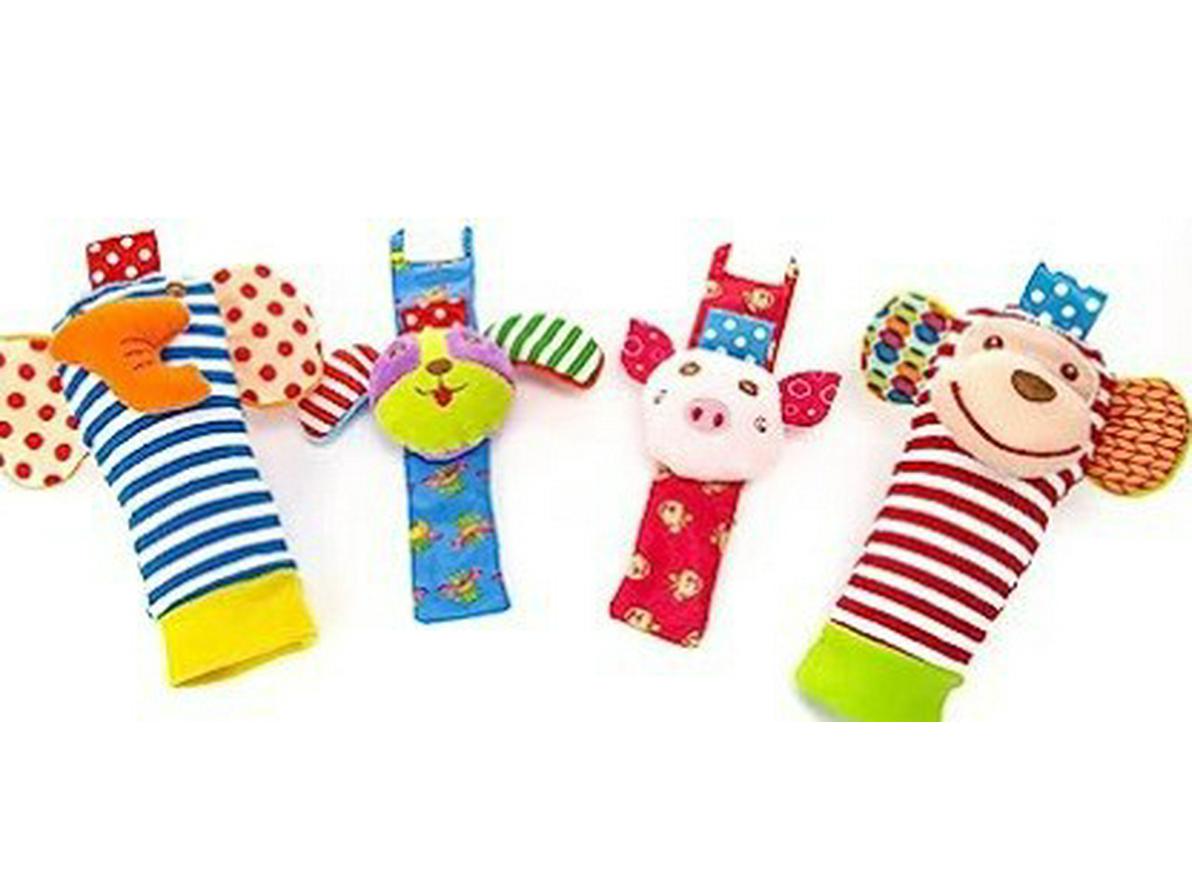 

Дитячий мультяшний брязкальце-браслет на зап ястя та шкарпетки з тваринками – Безпечний для малюків, сертифікований CPC CE EN