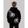 Boys' 3D Printed Football and Spider Web Pattern Hoodie - Black Casual Long Sleeve Sports Top