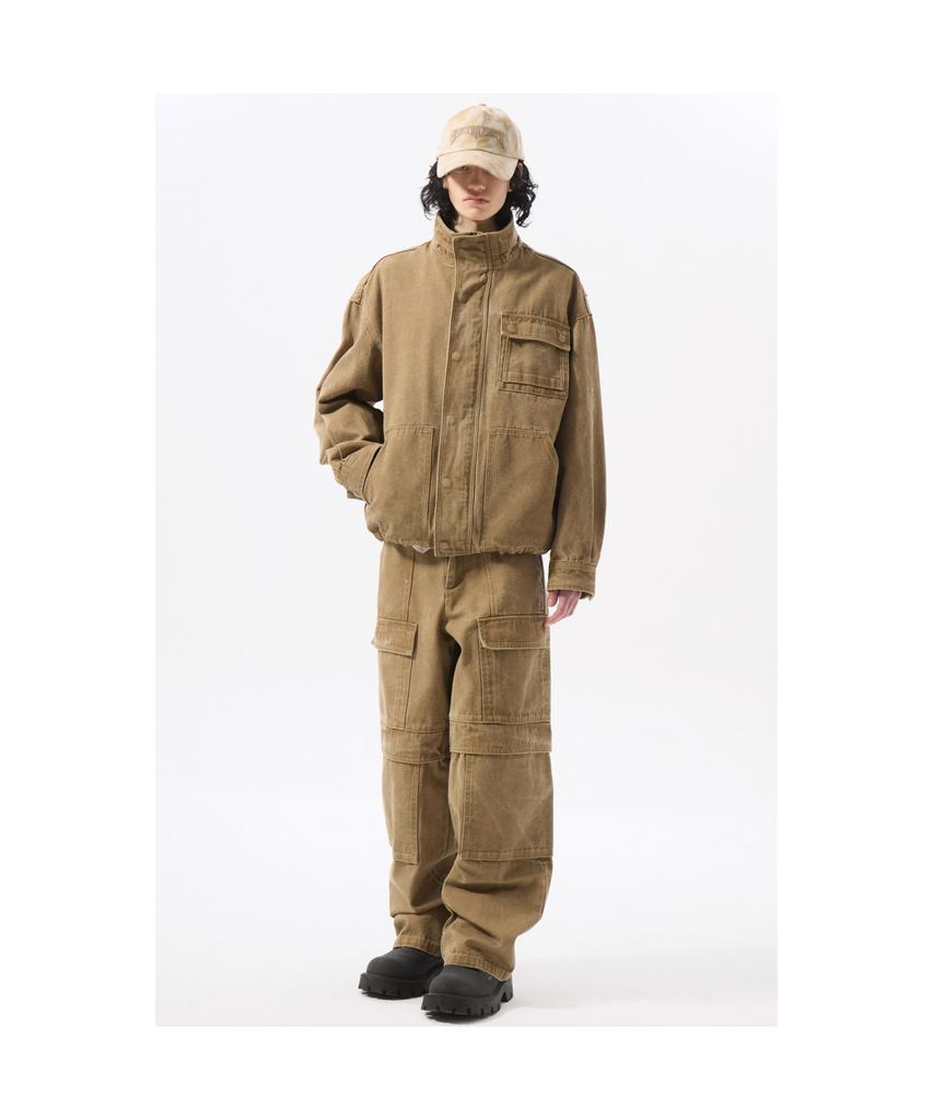 Keoseuuteommellou Beige Oxford Cotton Cargo Pants_Cwpam25392Bex