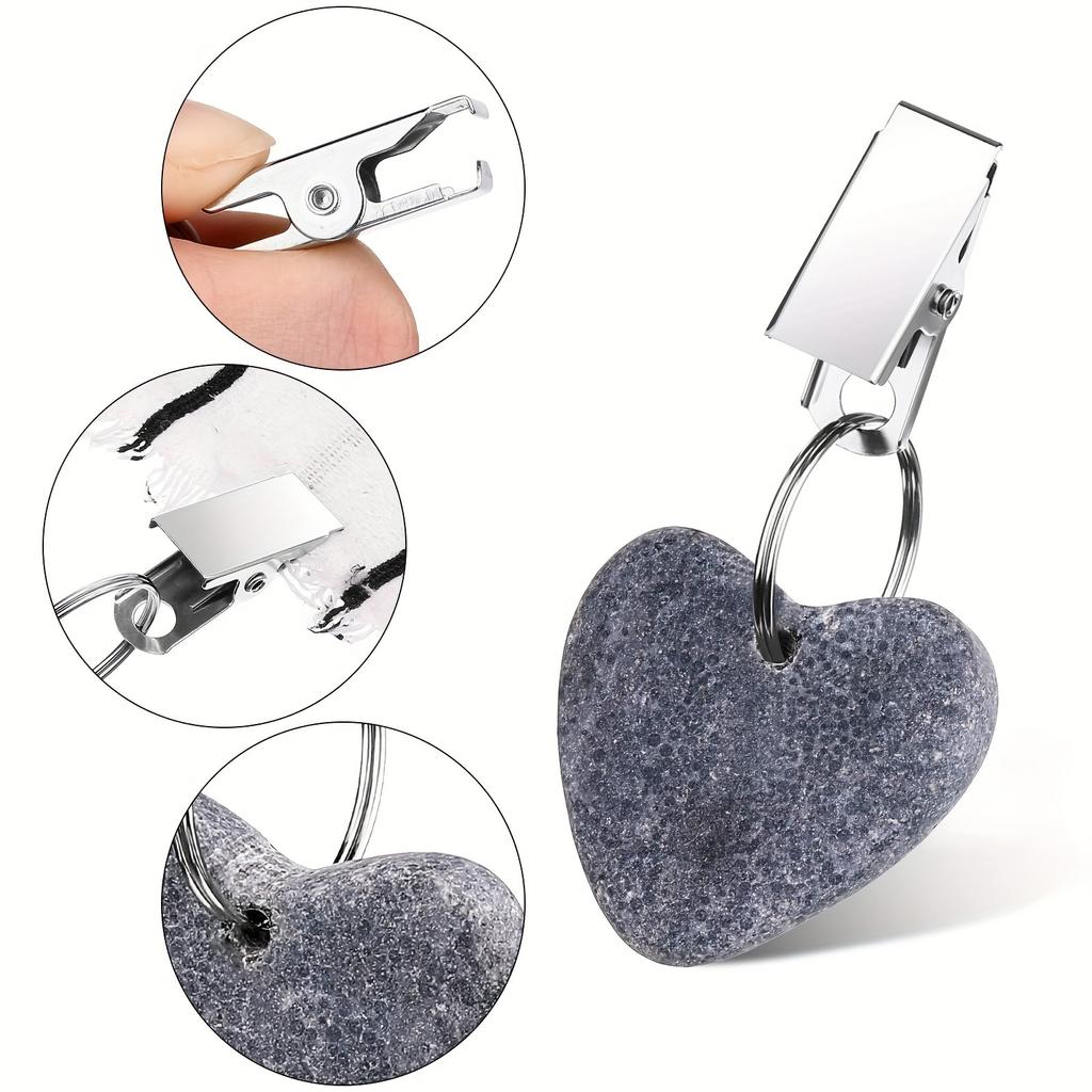 4pcs Stainless Steel Tablecloth Weights Clips - Heart Drop Shapes, for Outdoor Picnic & Family Dinner