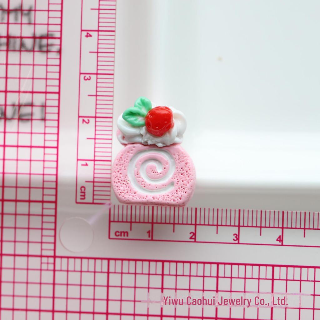 Sweet Fruit Cream Roll Cake Resin Dessert Hairpin Simulation DIY Accessory