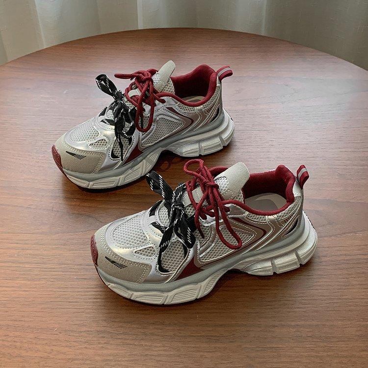 Retro Hong Kong Style Dad Shoes Women's 2024 Autumn New Thick-soled Mesh Breathable Versatile Casual Running Shoes Sneakers