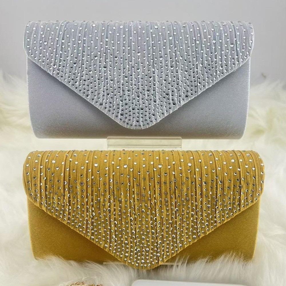 Large Capacity Women Evening Handbag Rhinestone Wedding Clutch Elegant Crossbody Bag  Party