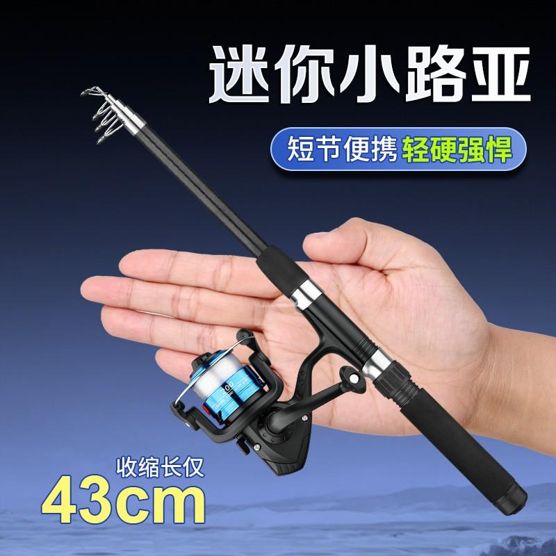 Compact 5-Section Portable Spinning Rod Shore Fishing 1.8m Glass Fiber Travel With Soft Frog Spinner Lure Set