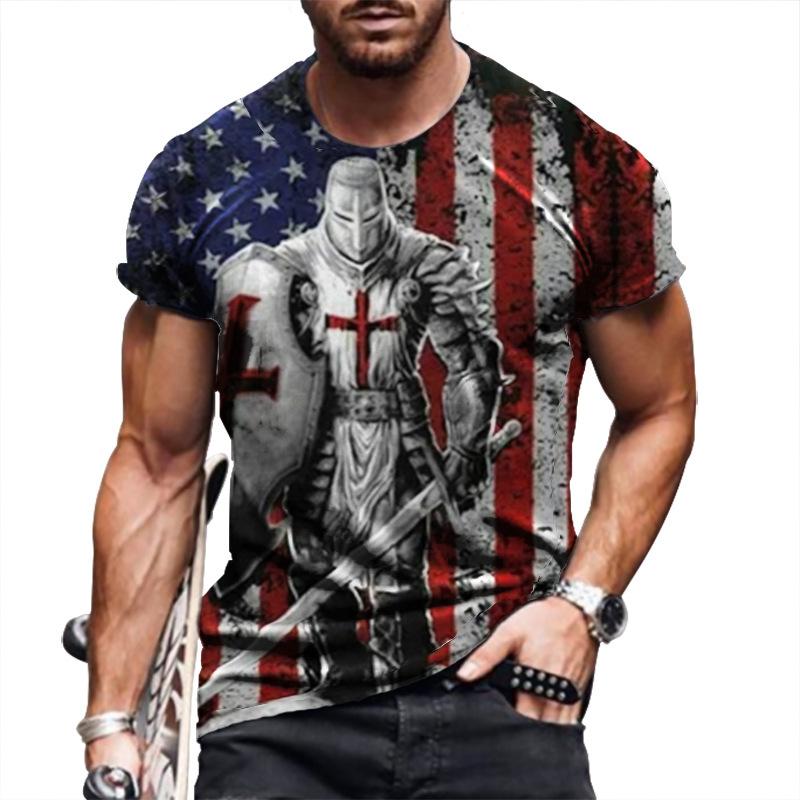 3D Digitaldruck Herren T-Shirt, lässig, Rundhals, kurzärmelig