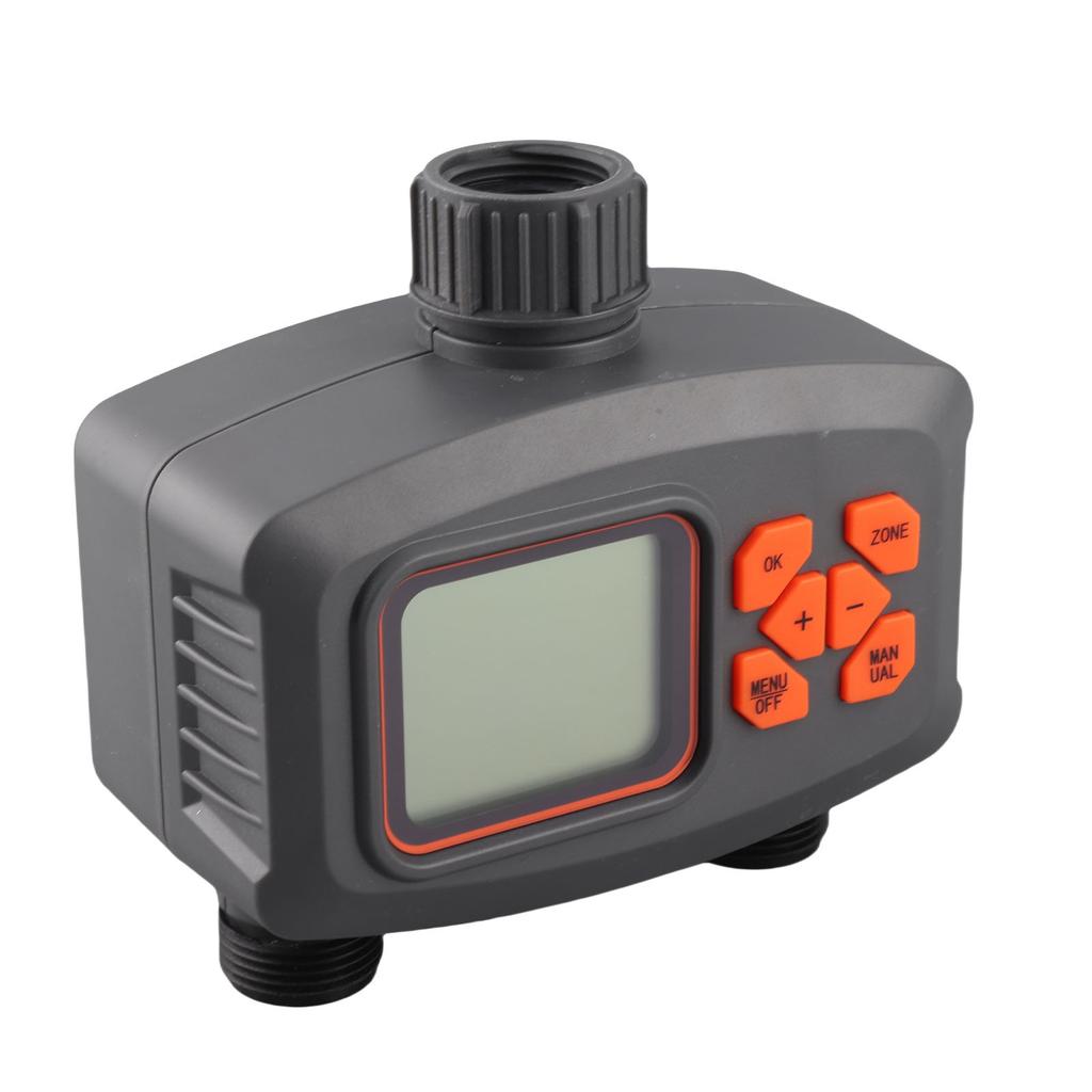 2 Outlet Hose Watering Timer with Rain Sensor, Automatic Irrigation Controller for Lawns, Gardens, Plants, G3Celsius4 Male to G1Celsius2 Female Adapte