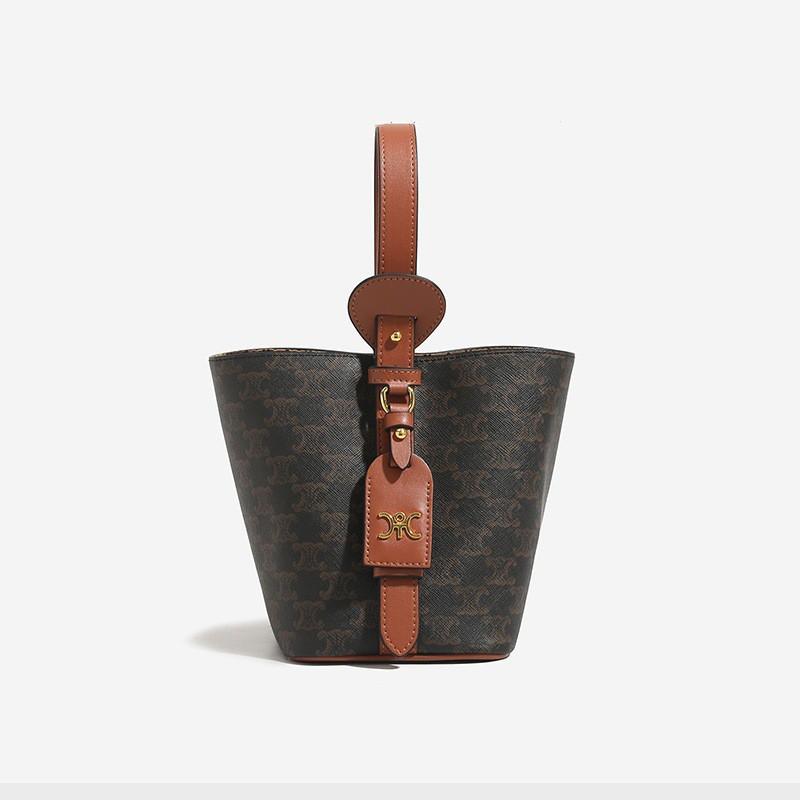 Fashionable Portable Small Bag Women's Contrasting Color Casual Bucket Niche Texture Commuting Cross-body