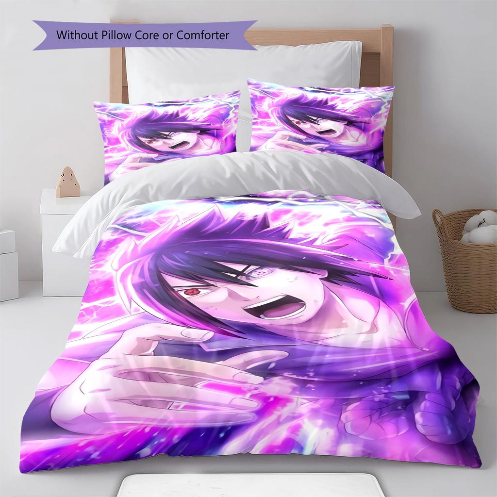 Naruto Chibi Style Bedding Set Anime Duvet Cover Polyester Soft Comforter Bedroom Set -QJY