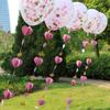 Gold Pink 3D Paper Heart Crown Garland Girl Princess Birthday Party Nursery Room Decor Balloon Tail Pack of 5
