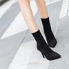 Women's shoes pointed middle boots women's high-heeled bare boots European and American winter 2025 new suede versatile and thin short elastic boots