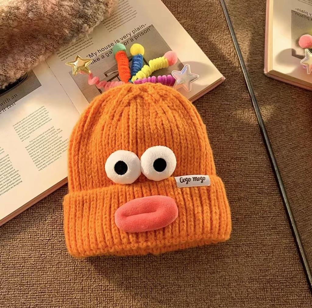 Style Versatile Hat Cute And Funny Big Mouth Womens Warm Hatscaps Knitted