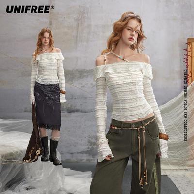 Bohemian Off-Shoulder Slim-Fit T-Shirt