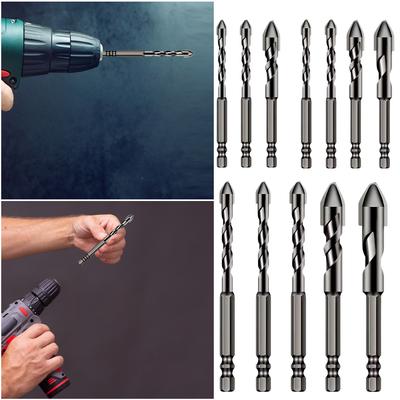 3/4/5 Pcs Tile Drill Bit Hard Alloy Concrete Drill Bit Set Eccentric Twist Drill Bit for Glass Cement Wood Plastic Ceramic Brick