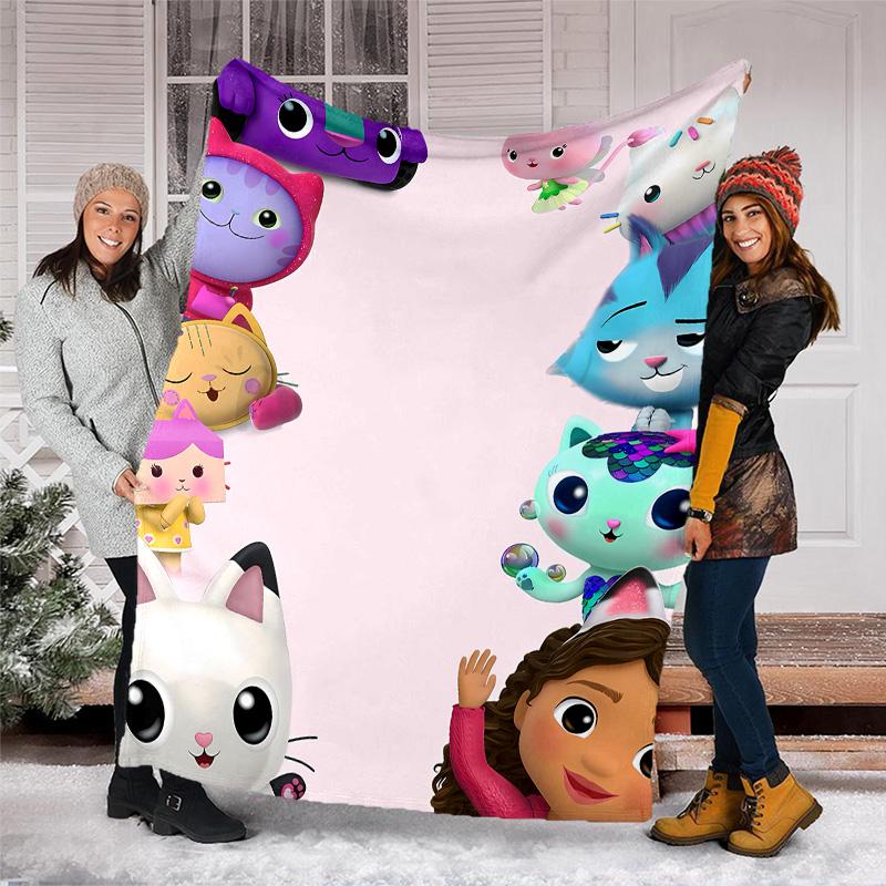 Gabby's Dollhouse printed throw blanket—lightweight,soft,warm;versatile blanket for all seasons—perfect as &air-conditioning throw,nap blanket