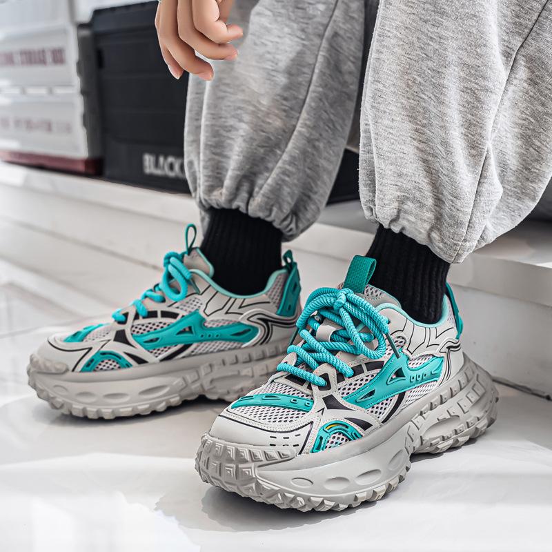 Summer new mesh shoes breathable thin deodorant thick sole heightening dad shoes casual shoes