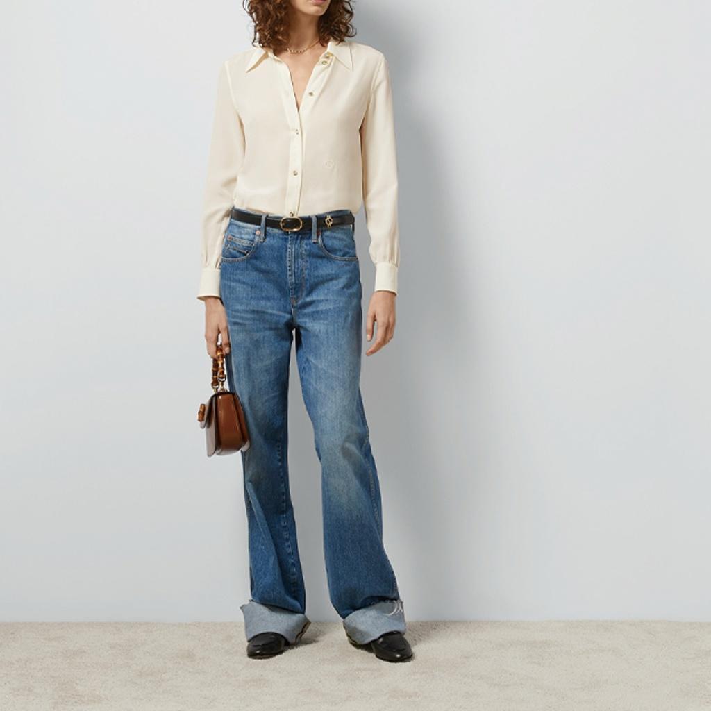 (WMNS) Gucci Silk Crpe De Chine Shirt 'Ivory' Women's 761896-ZAPJ7-9154
