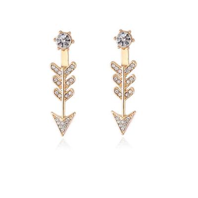 Stylish Full Diamond Cupid's Arrow Earrings, Arrow Stud Earrings Rear Hanging Earrings for Women