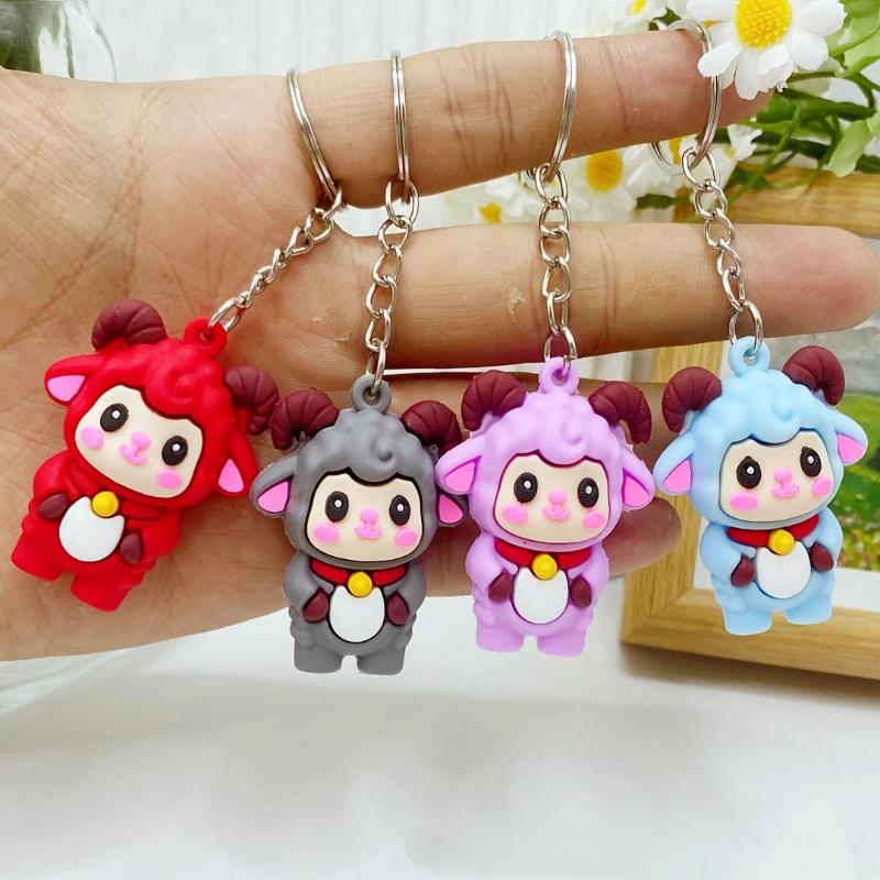 Cute Cartoon Sheep PVC Keychain Smooth Edge Multi Colors Bag Pendant Safe Souvenir Gift for Toddlers Backpack Decor