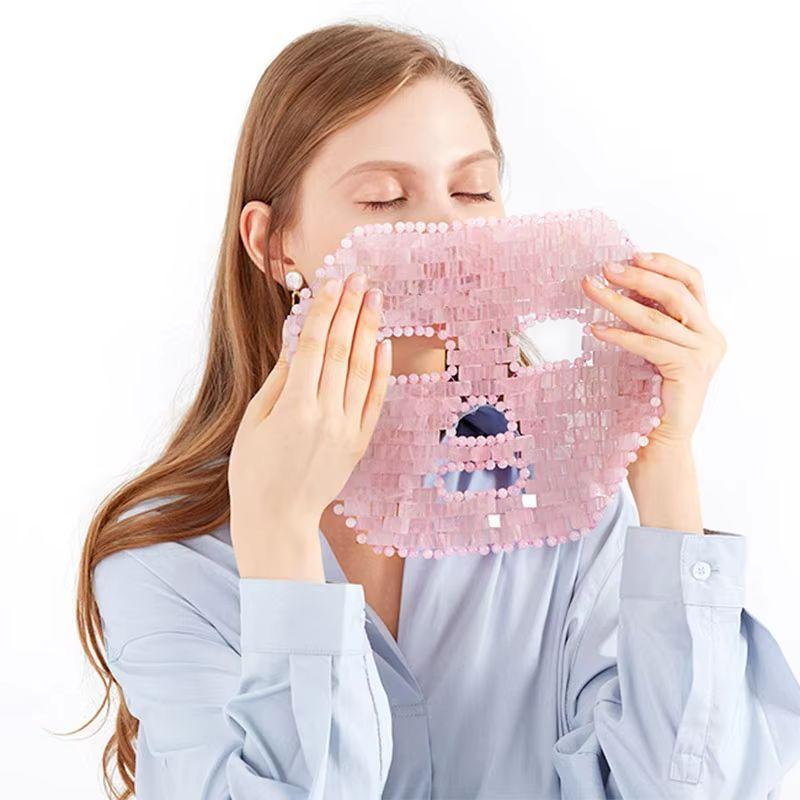 Natural Jade Mask Massager Rose Quartz Cold Therapy Facial SPA Crystal Massage Wrinkle Removal Relax Beauty Skin Care Tool