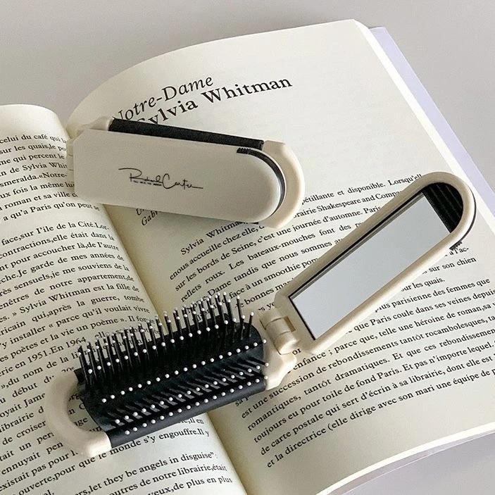 Folding Small Comb Portable Mini with Mirror Massage Comb