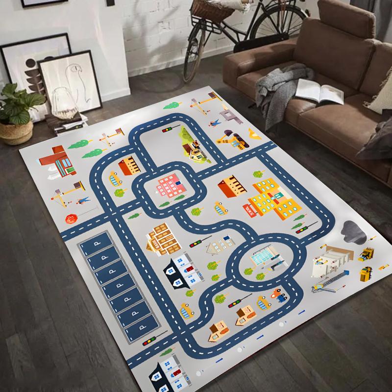 Kids City Road Traffic Play Mat Educational Area Rug Carpet for Children's Room Home Decoration Living Room Bedroom Carpet