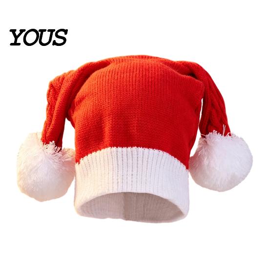 Casual Winter Accessories for Women Christmas Elf Hat, Cozy Knit Hat with Pom Soft Elastic Ribbed Pom, Stretchy Warm Skull Cap Outdoor Cold