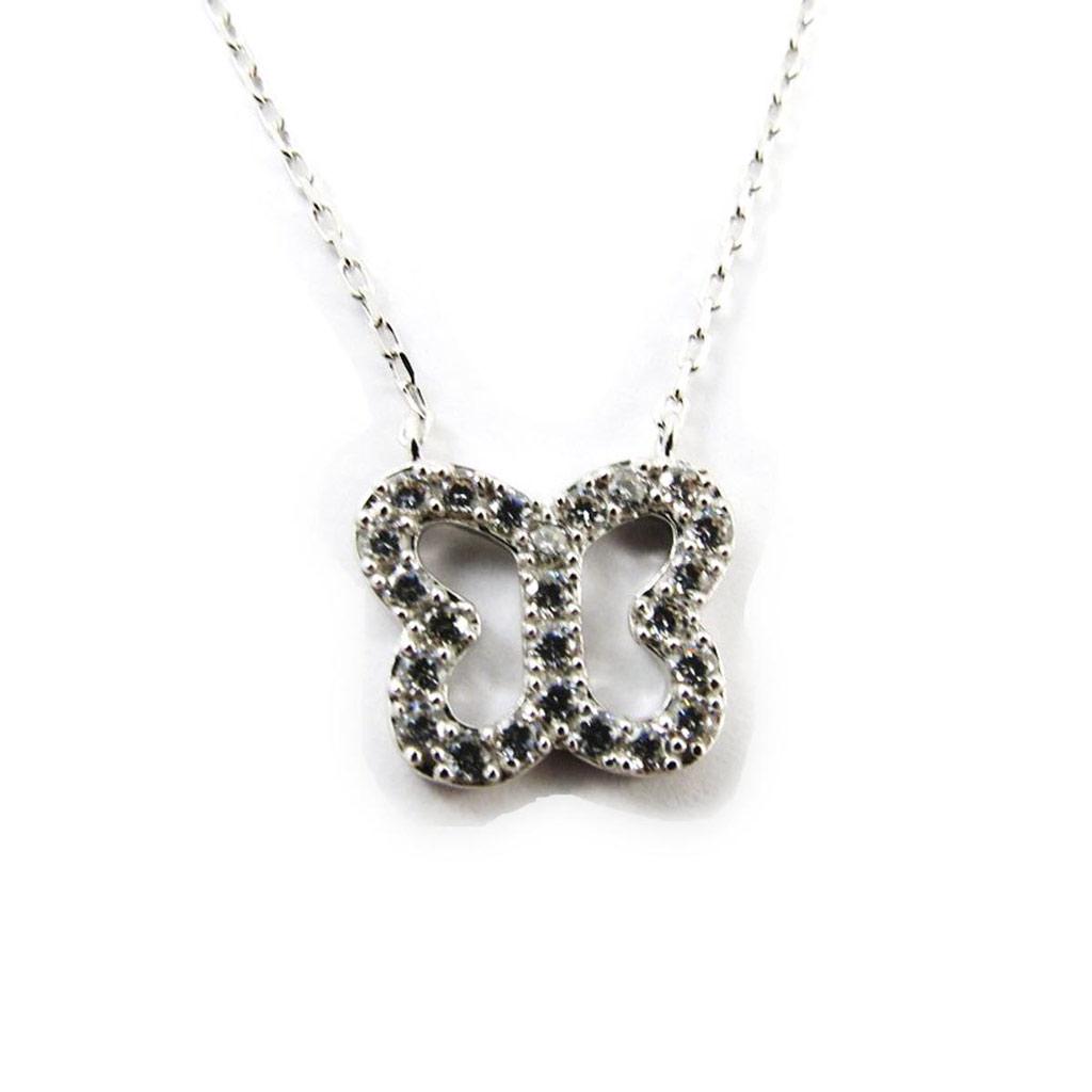 Les Trésors De Lily [J4080] - White 'Butterfly' Silver Necklace