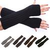 Half Finger Gloves for Typing Winter Knit Gloves with Thumb Holes Women Half Finger Mittens Stretchy Warm Long Gloves