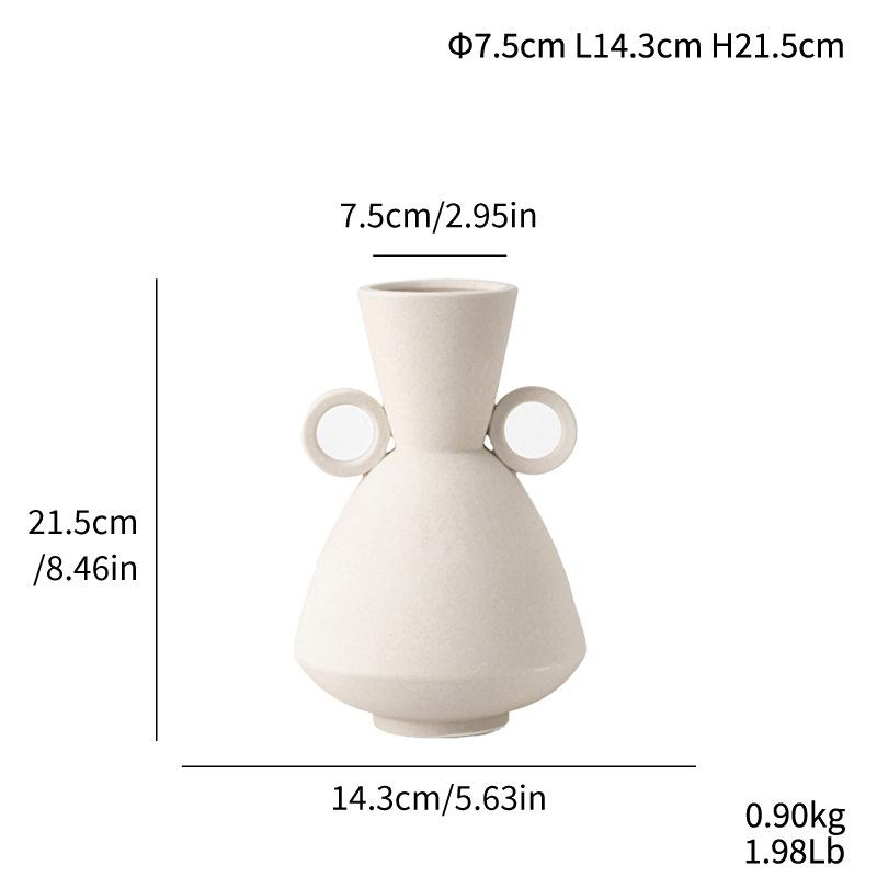 Creative Binaural Plain-Fired Ceramic Vase Light Luxury Home Soft Decoration Interior Decoration Ornament Gift Flower Arrangement Device