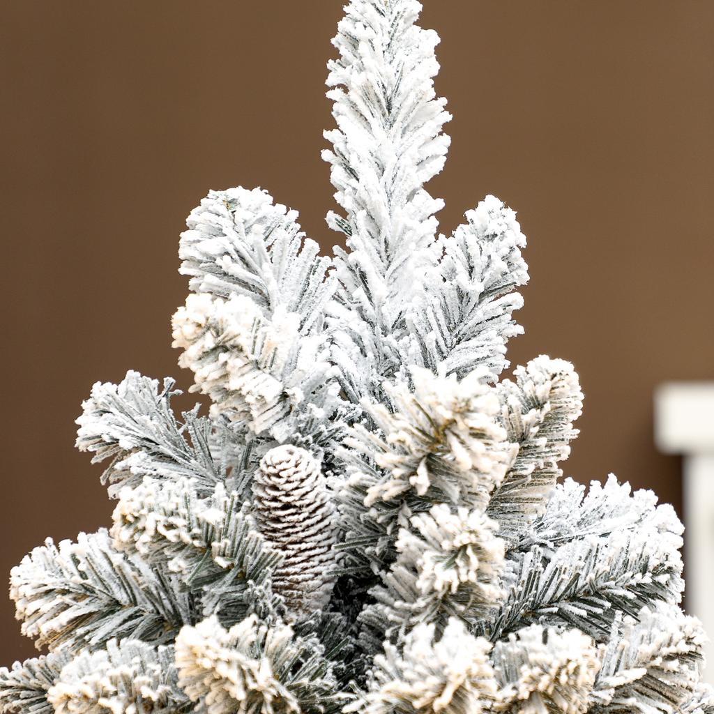 Mini Artificial Christmas Tree 60 cm Artificial fir tree with snow, 72 tips, 6 pine cones, cement base