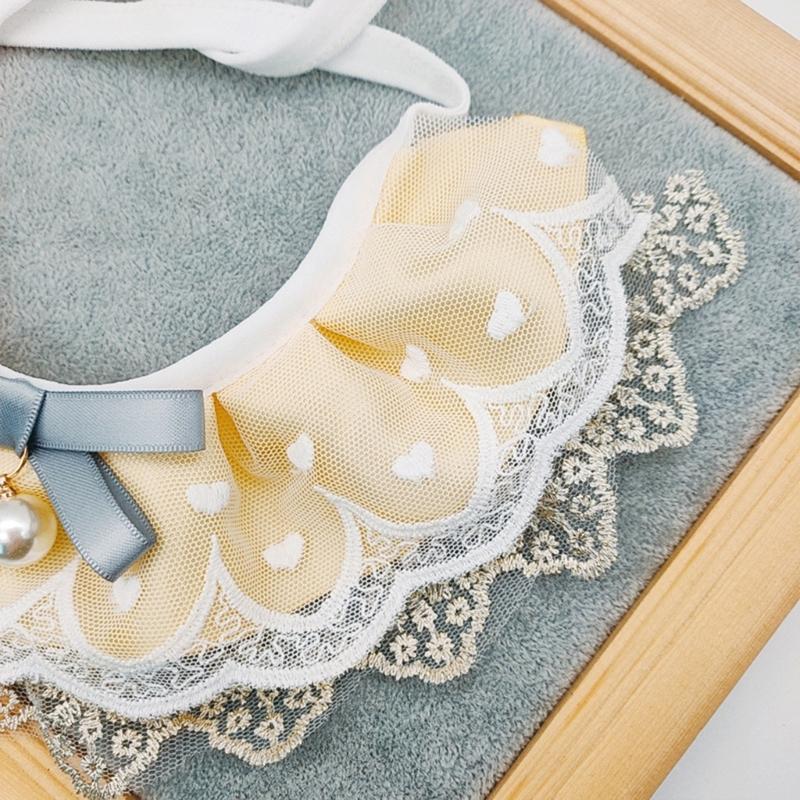 Cats Wedding Costume Princess Wedding Dress Bandana Collar with Delicate Lace Trim Ribbon Bowknot for Cats Only