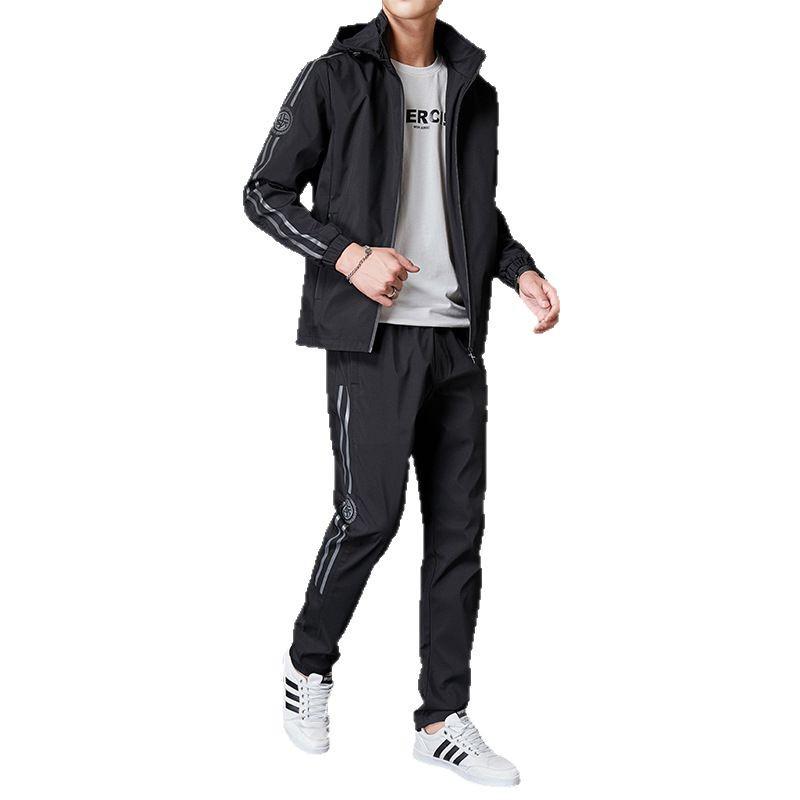 Men's Hooded Jacket and Track Pants Set - Spring/Autumn Casual Fashion
