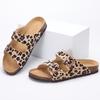 Fashion Litfun Classic Women's Sandals Casual Cork Footbed Flat Bottom Slippers Open Toe Leopard Designed Slides With Adjustable Buckle