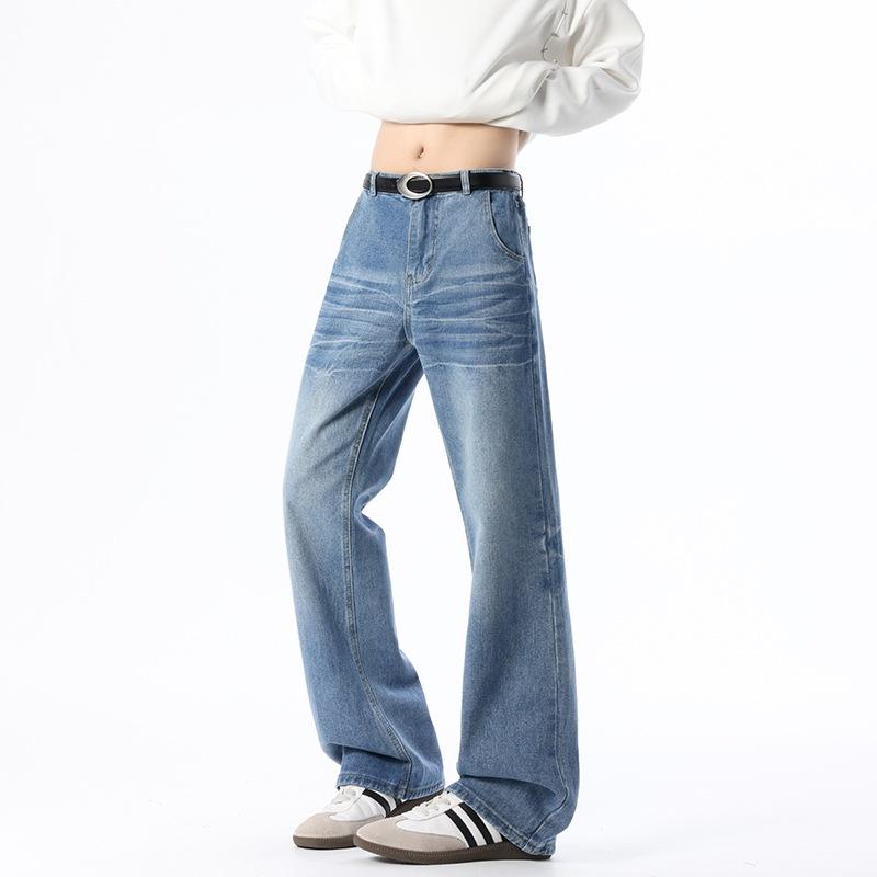Proofing Customized Customized Bamboo Pattern Scimitar Jeans American Casual Straight Pants Trendy Wide Leg Pants