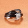 European & American 7MM Zirconia Inlaid Stainless Steel Black Silver Ceramic Women's Ring