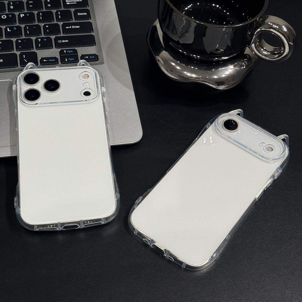 Clear Cat Ear Phone Case for Apple 17AIR/17PROMAX/16/13/11, Soft Cover with Full Protection