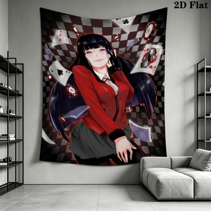 Kakegurui Wall Tapestry Aesthetic Wall Hanging Printed Fabric Blanket Decorative Tapestries for Bedroom Living Room Home Decor