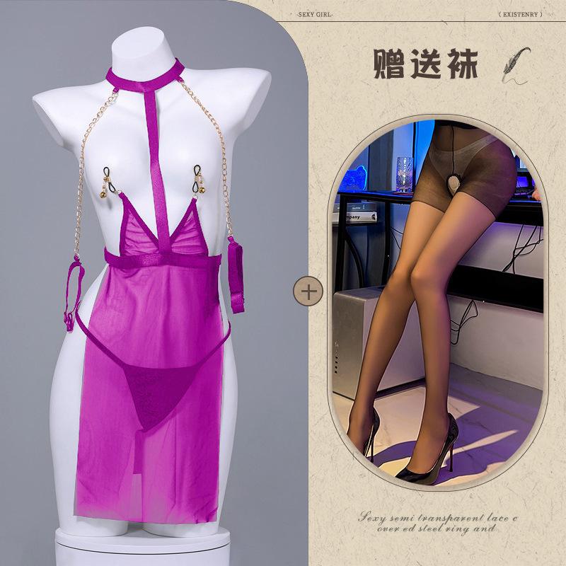 Sexy ODM Bodysuits Underwear Mesh Perspective Uniform Temptation Milk Leakage Passion Non-Release Sm Gown Pajamas Female Qqny