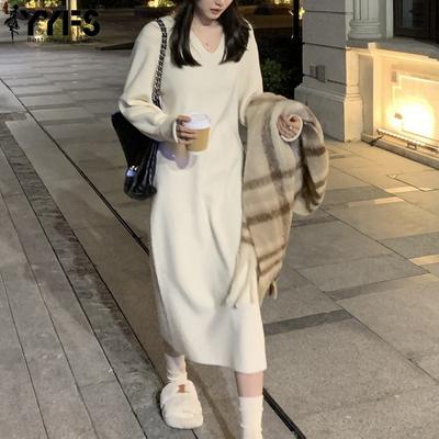 Damenmode, lässig, Herbst/Winter, einfarbig, bedruckt, langärmelig, V-Ausschnitt