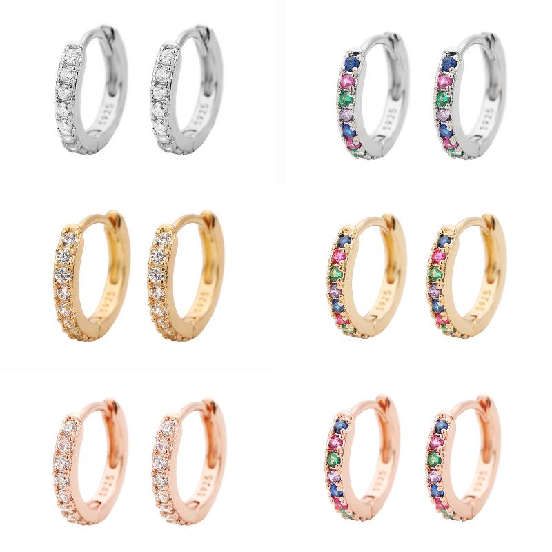 Mini Diamond-Studded Rose Gold Ear Cuff Hoop Earrings, Available In 5-9mm Sizes