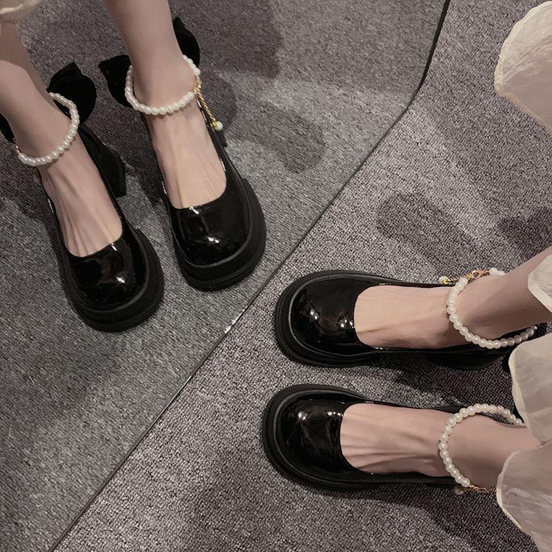 Japanese jk high-heeled versatile Mary Jane shoes 2025 summer and autumn new thick-soled heightening French fairy style small leather shoes