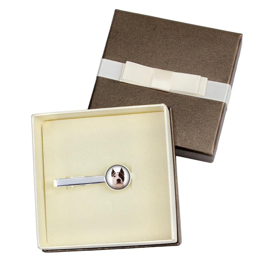 American Staffordshire Terrier, Amstaff - tie clip in a box, stylish tie, personalized jewelry from the Art-Dog brand