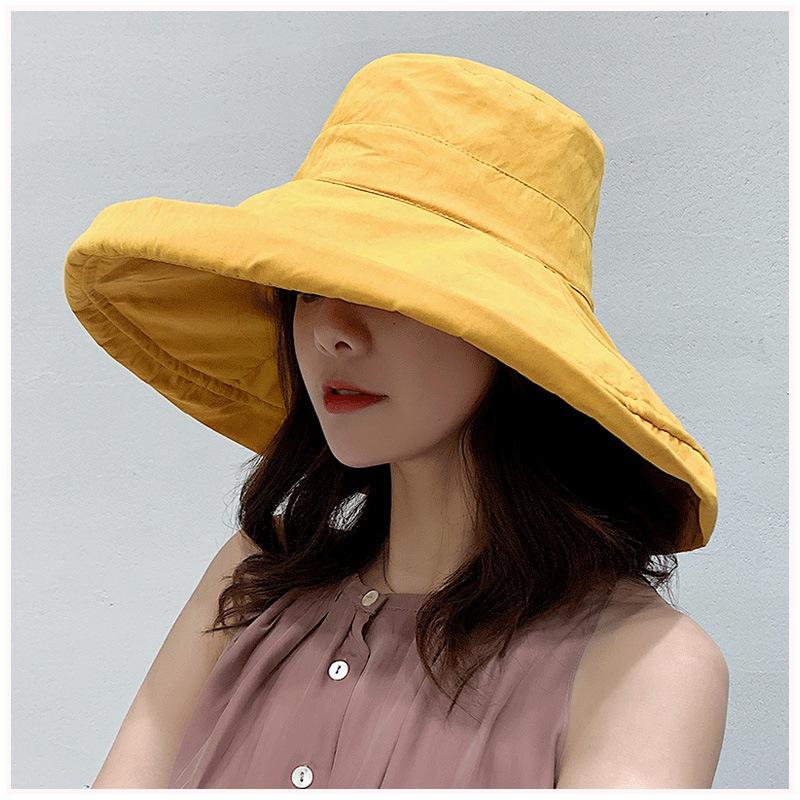Women's Hat Bucket Hat Panamanian Women  Four Seasons Fisherman Hat Big Brim Hat Double-Sided Fisherman Hat Sun Visor C
