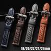 Vintage Handmade Leather Watch Strap 18mm 20mm 22mm 24mm 26mm Strap Gray Black Brown Blue Breathable Watchbands for Panerai