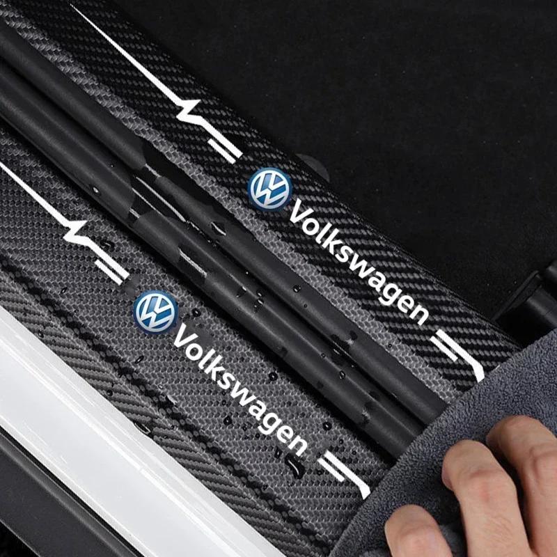 T24Car Threshold Stickers Door Sill Anti-scratch Strip Decals for Volkswagen CC Passat Jetta Beetle Tiguan Touran Sagitar Scirocco