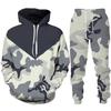 Nuovo Completo Tuta con Cappuccio e Pantaloni da Uomo Camouflage Stampa Felpe con Cappuccio Tute Sportive Casual Abbigliamento alla Moda da Uomo Set da 2pz