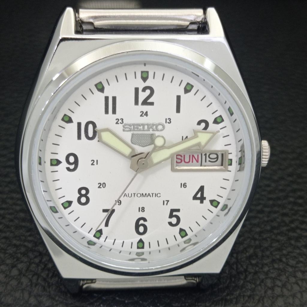 VINTAGE SEIKO 5 AUTOMATIC 6309A REFURBISHED JAPAN MENS WHITE WATCH a441714-1 Sk-a441714